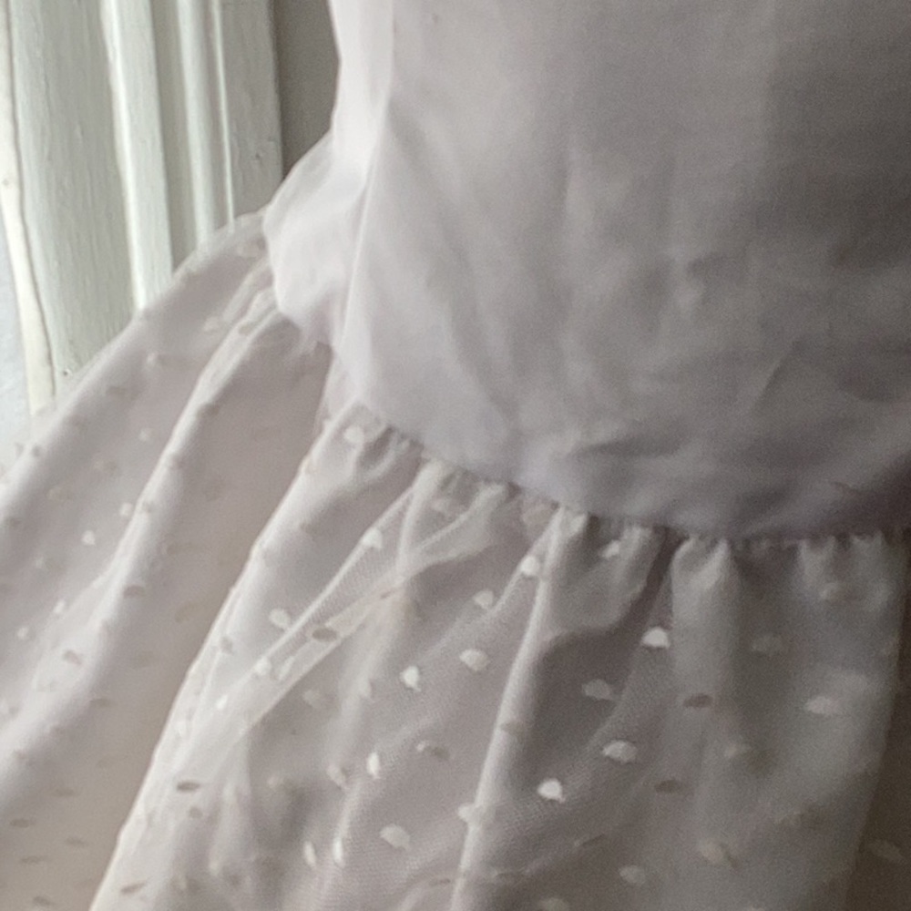 Vintage Jessica McClintock Gunne Sax white ballet dress with white polka dots
